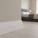 Large Stepped skirting board close-up in contemporary bedroom