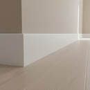 Bullnose skirting board perspective view in modern corridor