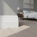 Stepped 3 skirting board close-up in contemporary bedroom
