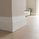 Large Stepped skirting board side profile in modern open-plan space