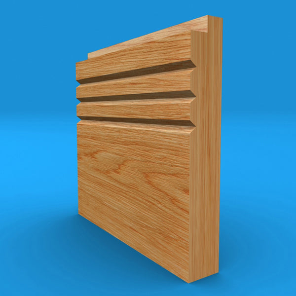 Single Step V Grooved 3 Solid Oak Skirting Board