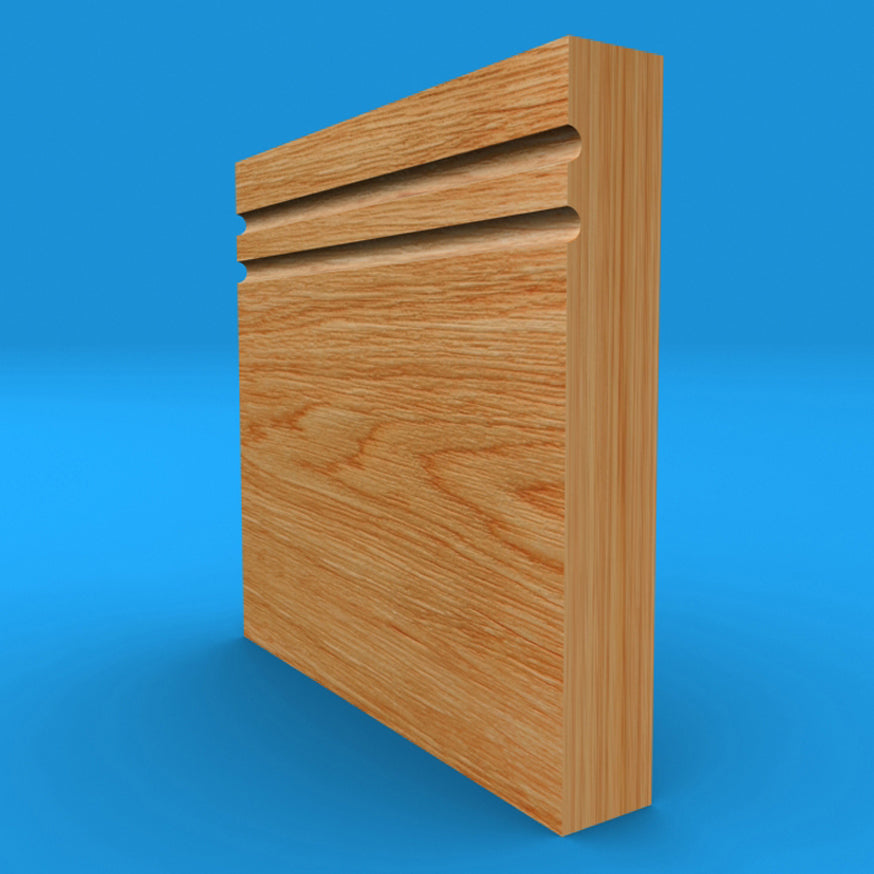 Square Edge C Grooved 2 Solid Oak Skirting Board