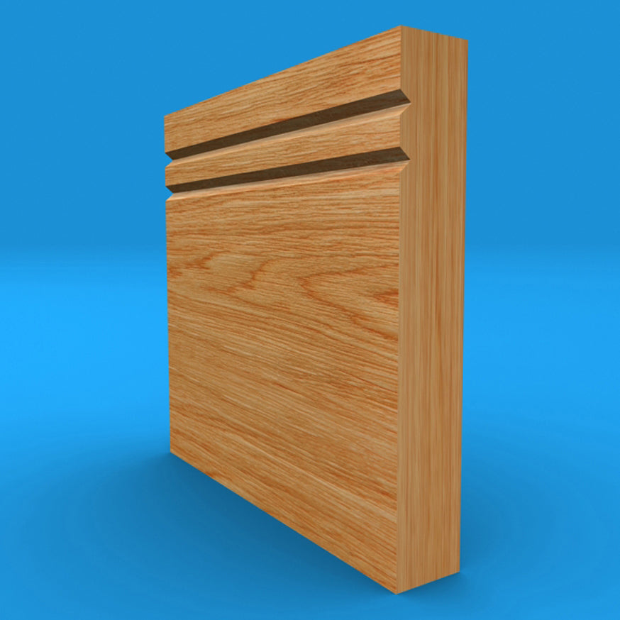 Square Edge V Grooved 2 Solid Oak Skirting Board